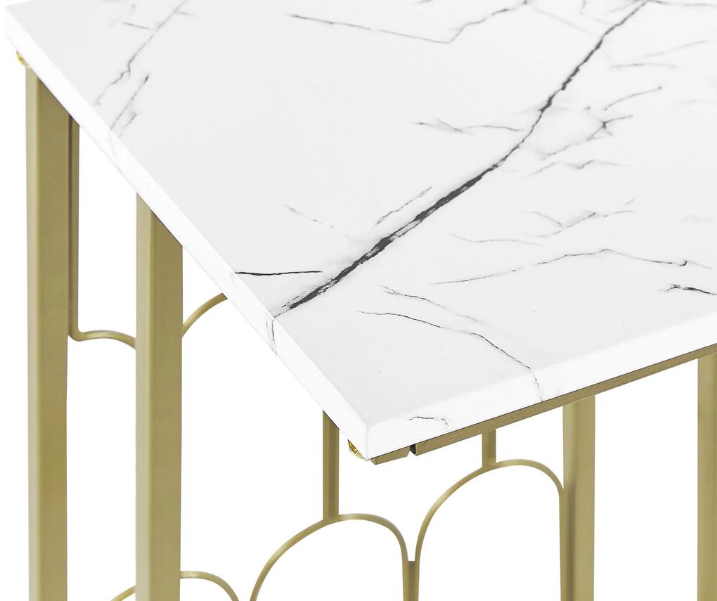 Mesa de apoio com efeito mármore em estrutura dourada PANDALE Beliani