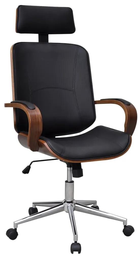 Cadeira giratória c/ apoio de cabeça madeira curvada/couro art.