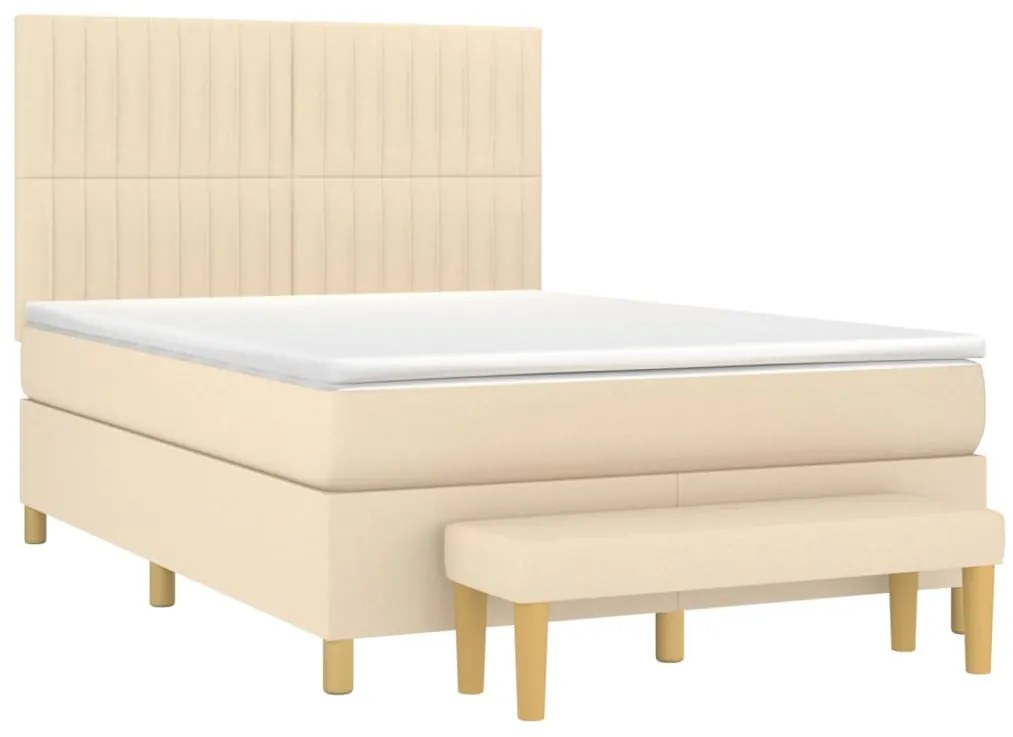 Cama com molas/colchão 140x190 cm tecido cor creme
