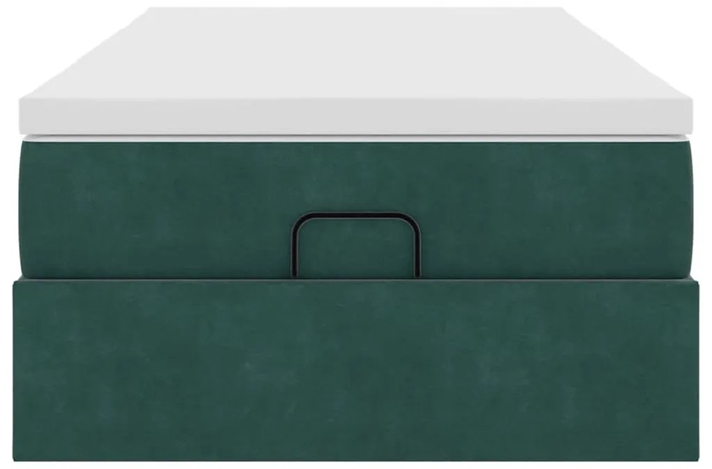 Estrutura de cama otomana colchão 90x200 cm veludo verde escuro