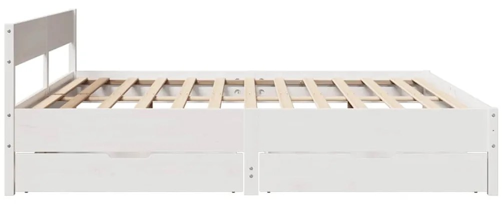 Cama sem colchão 200x200 cm madeira de pinho maciça branco