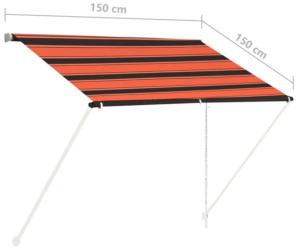 Toldo retrátil 150x150 cm laranja e castanho