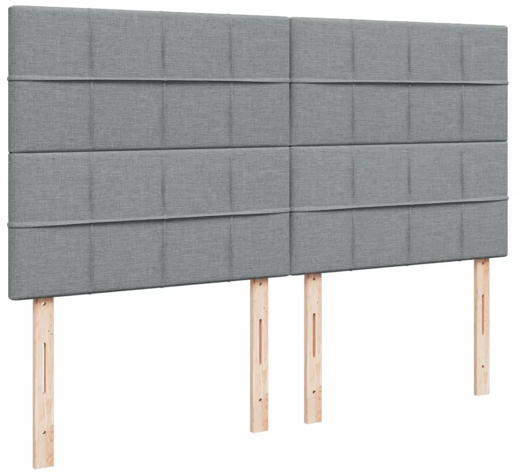 Cama com molas/colchão 200x200 cm tecido cinza-claro