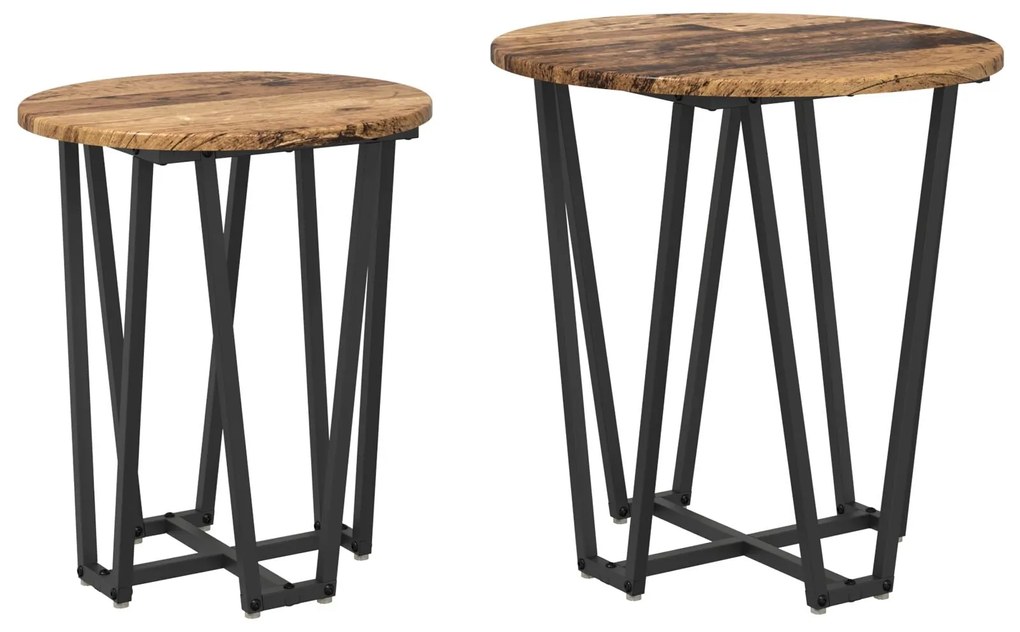 Mesa de Apoio 2 pcs de Madeira Velha, Engenharia de Madeira e Metal
