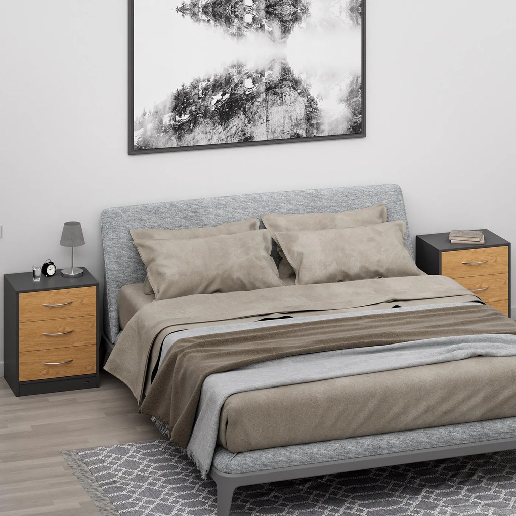 Mesa de cabeceira Eloise 54 x 39 x 28 cm Madeira + Cinzento