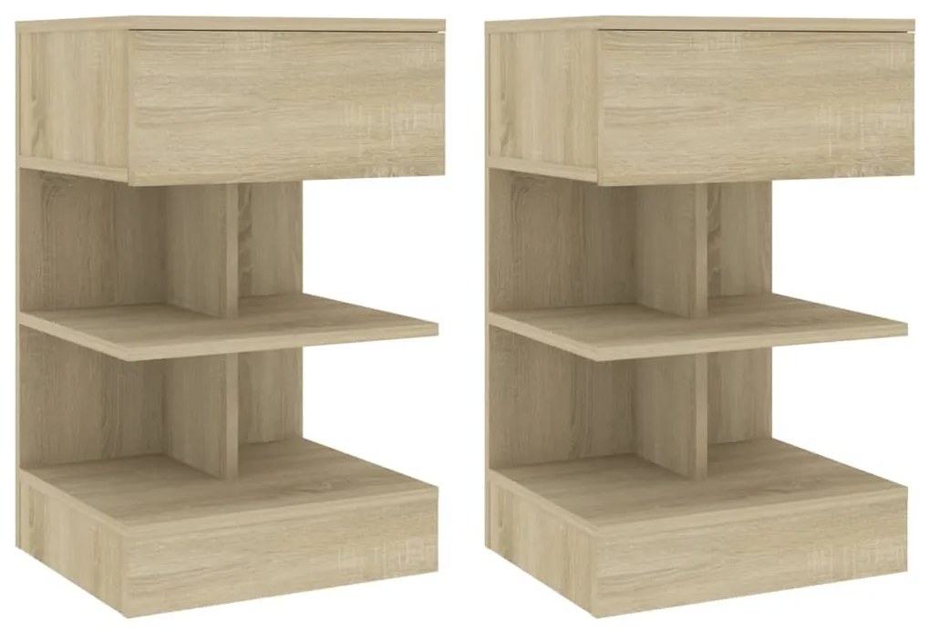 vidaXL Mesas de cabeceira 2 pcs 40x35x65 cm carvalho sonoma