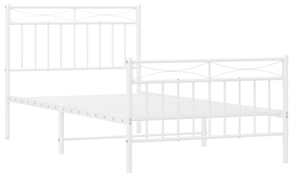 Estrutura de cama com cabeceira e pés 100x190 cm metal branco