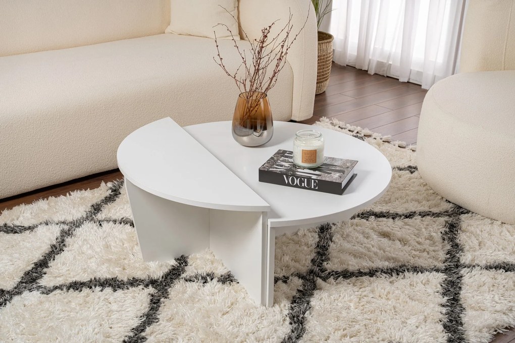 Mesa de Café Orion - Branca - 90x30x60 cm & 85x35x30 cm