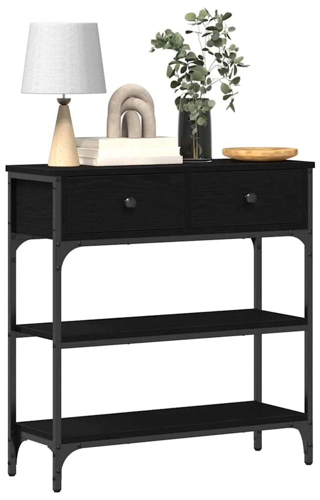 Mesa de Console vidaXL Madeira de Carvalho Preto 72,5x25x75 cm Madeira
