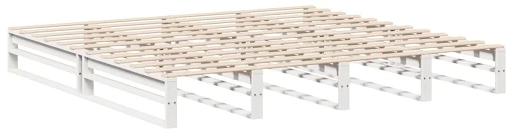 Cama sem colchão 200x200 cm madeira de pinho maciça branco