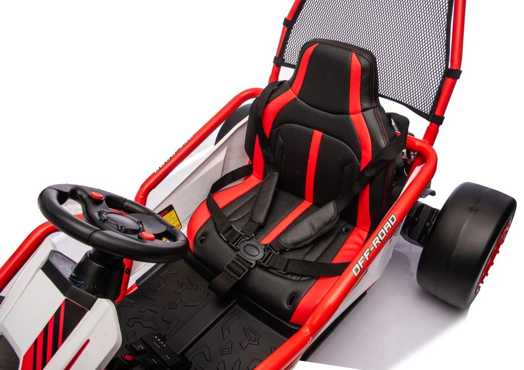Kart elétrico para Crianças 24 V TORNADO Gokart Função Drift, Rodas espuma plástica EVA, assento couro ecológico vermelho