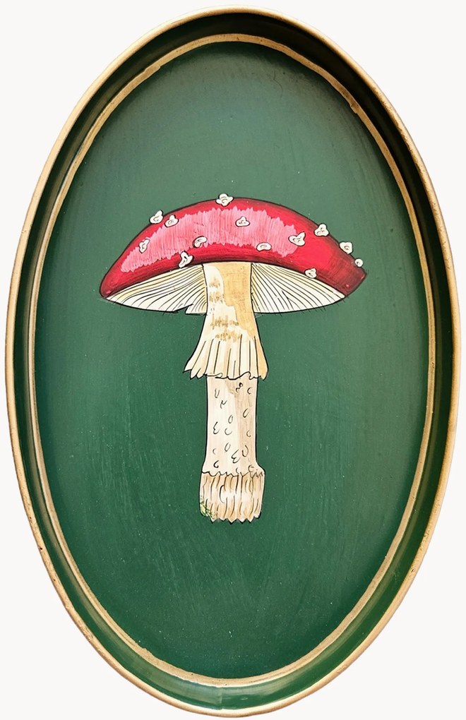Tabuleiro decorativo pintado à mão Mushroom