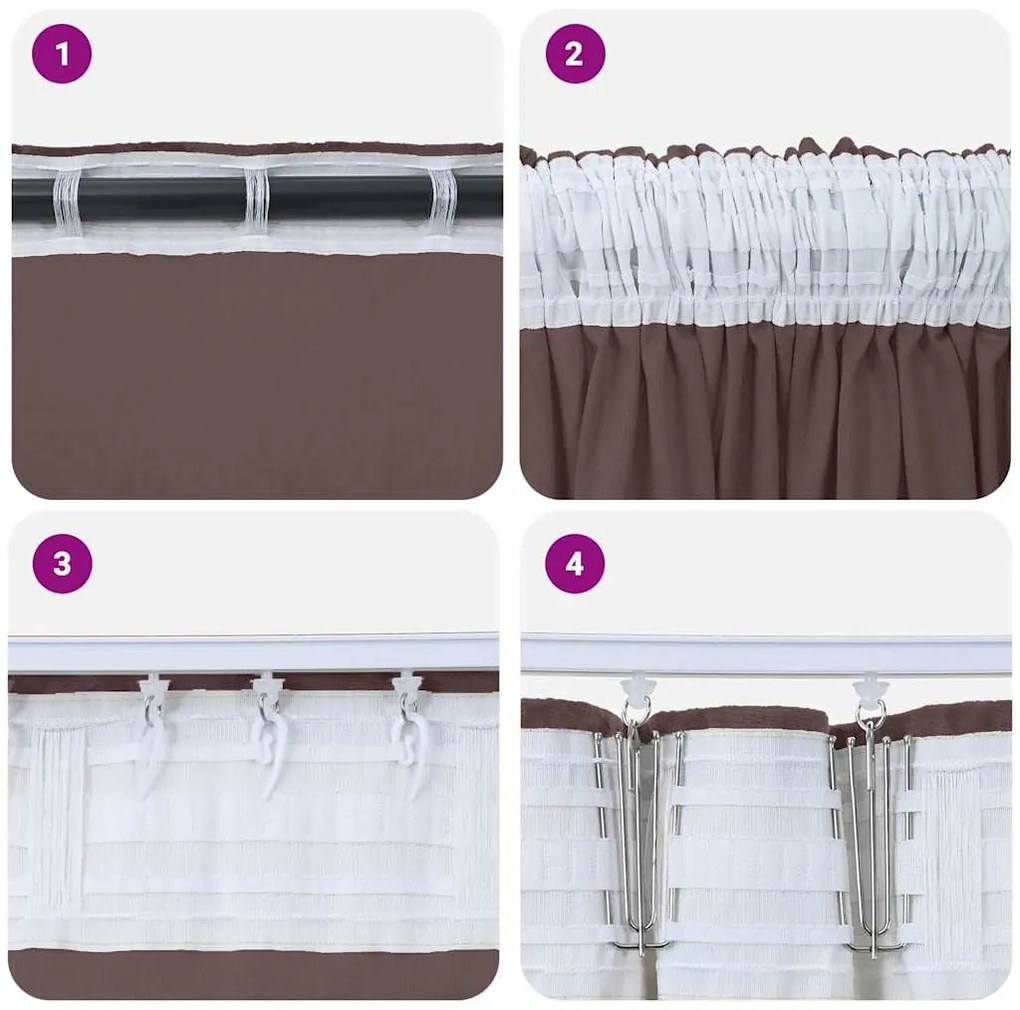 Cortina de Veludo 2 peças com Ilhós Castanho 260 x 140 cm