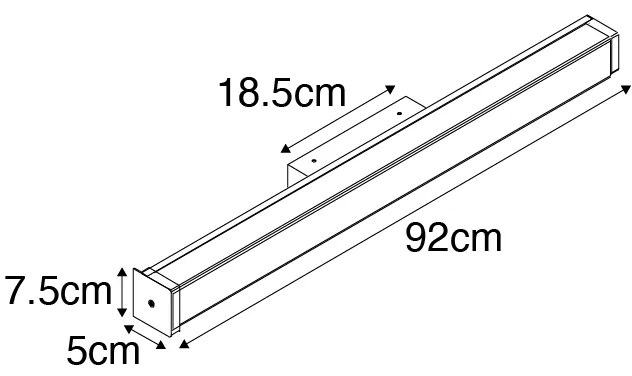 Candeeiro de parede para casa de banho em latão 92 cm com LED IP44 - Cascada Moderno