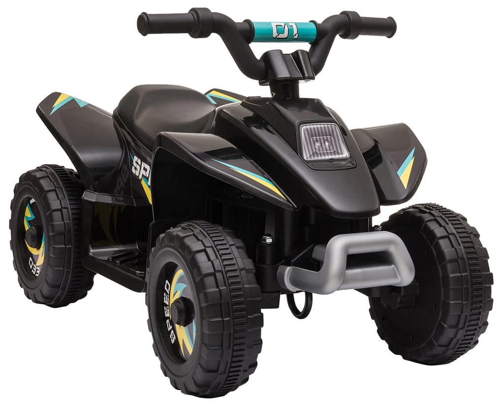 Moto 4 Elétrica para Crianças de 18-36 Meses a Bateria 6V com Avance e Retrocesso 72x40x45,5cm Preto