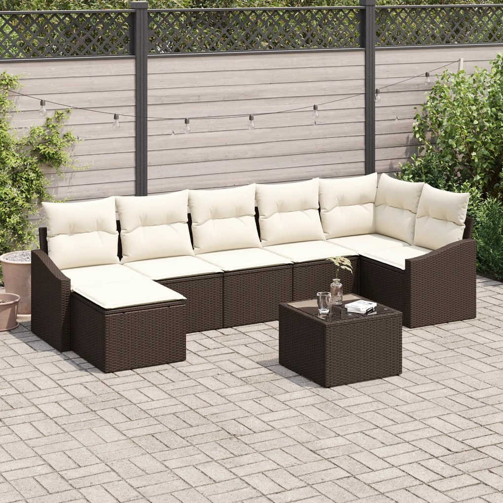 Conjunto de Jantar de Jardim de 7 Peças com Almofadas Cinzas de Rattan