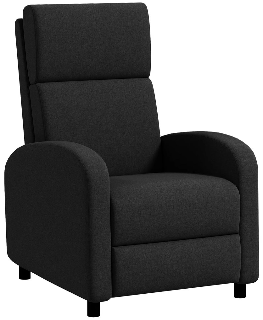 HOMCOM Poltrona Relax Reclinável até 160° Poltrona Reclinável Manual com Apoio para os Pés 64x86x102 cm Preto