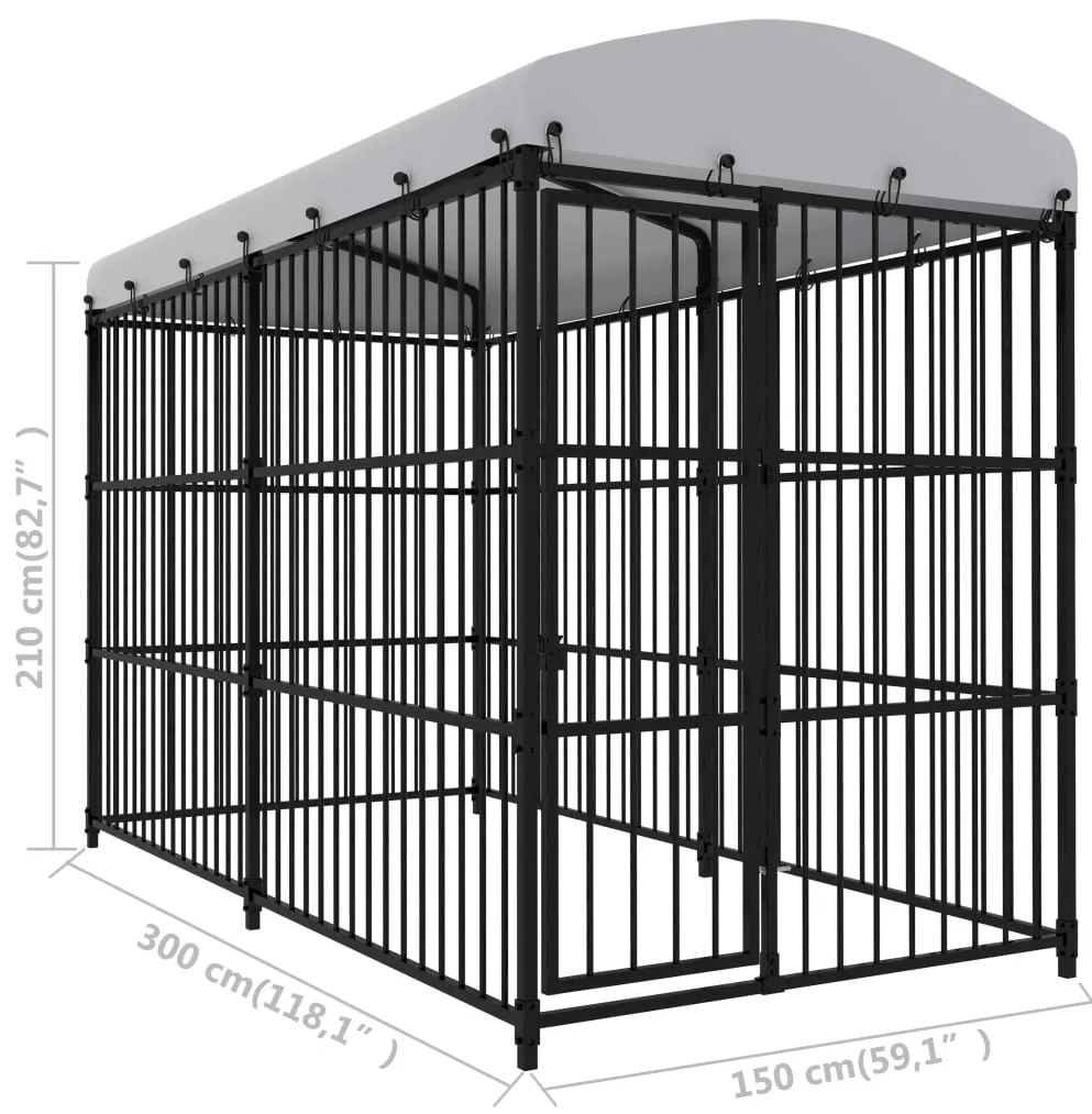 Canil de exterior com telhado 300x150x210 cm