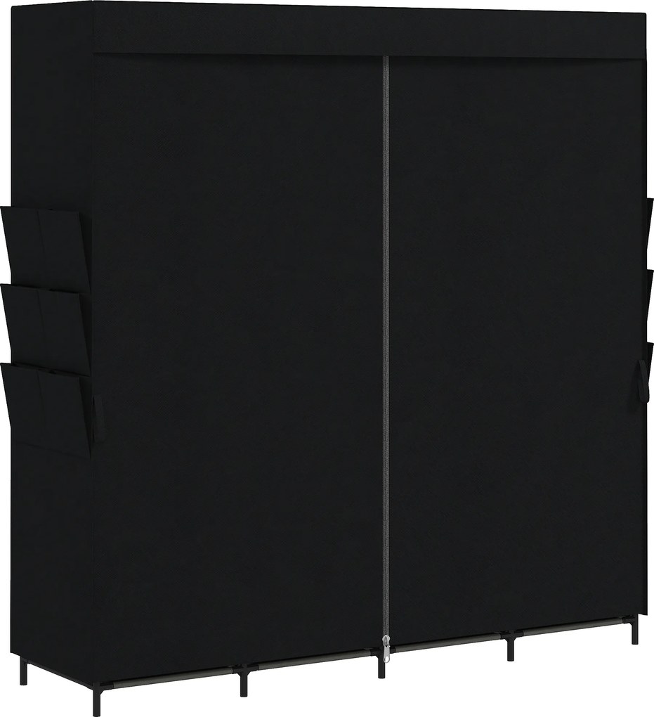 HOMCOM Armário de tecido, à prova de pó, portátil, 5 varões para cabides, 170 x 45 x 167 cm, Preto | Aosom Portugal
