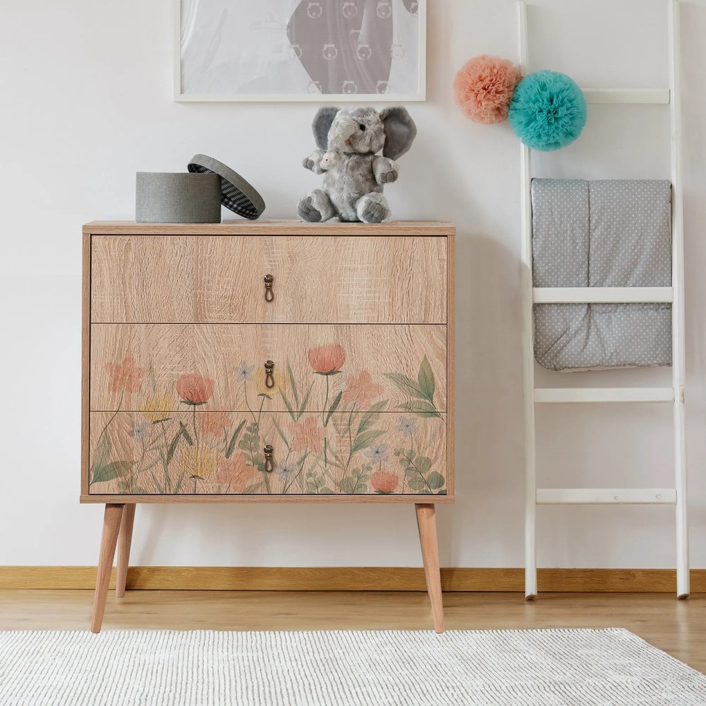Mesa de Cabeceira City Trio Tulip – Carvalho Sonoma – 80x89x40 cm