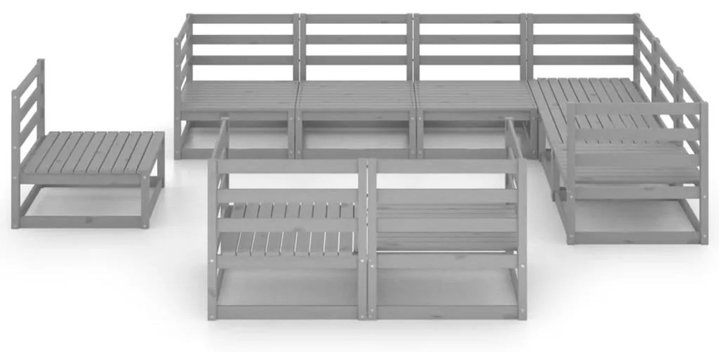 9 pcs conjunto lounge de jardim pinho sólido cinzento