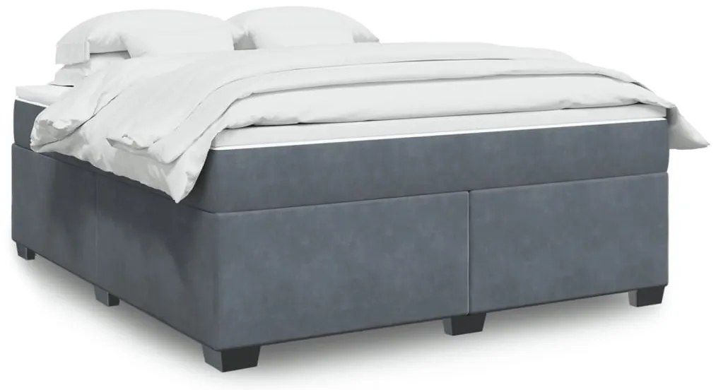 Cama com molas/colchão 180x200 cm veludo cinzento-escuro