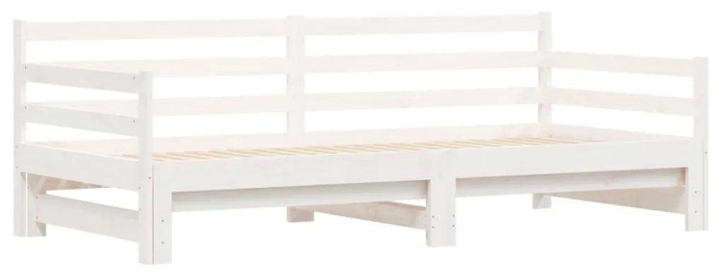 Sofá-cama com gavetão 90x190 cm madeira de pinho maciça branco