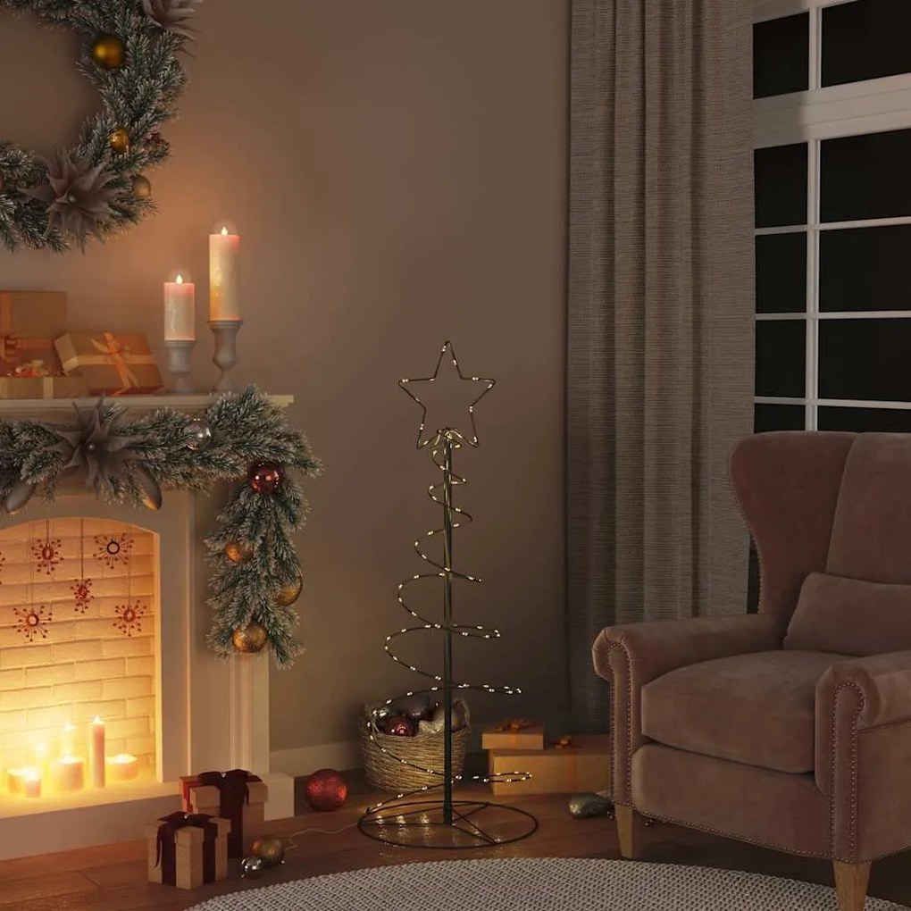 vidaXL LED Árvore de Natal 80 LEDs Branco Quente 120 cm