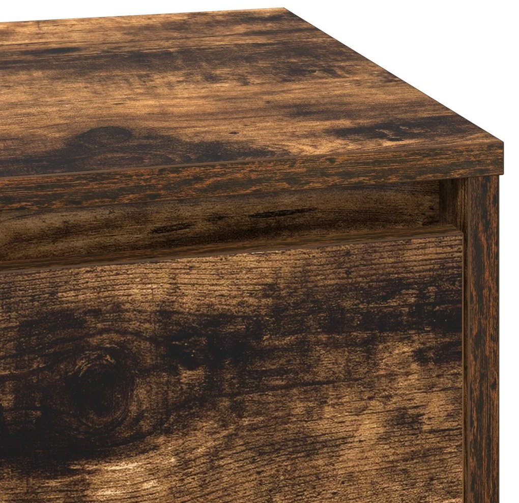 Criado-mudo com LED Carvalho Fumado 71x34,5x75 cm Madeira de Engenhari