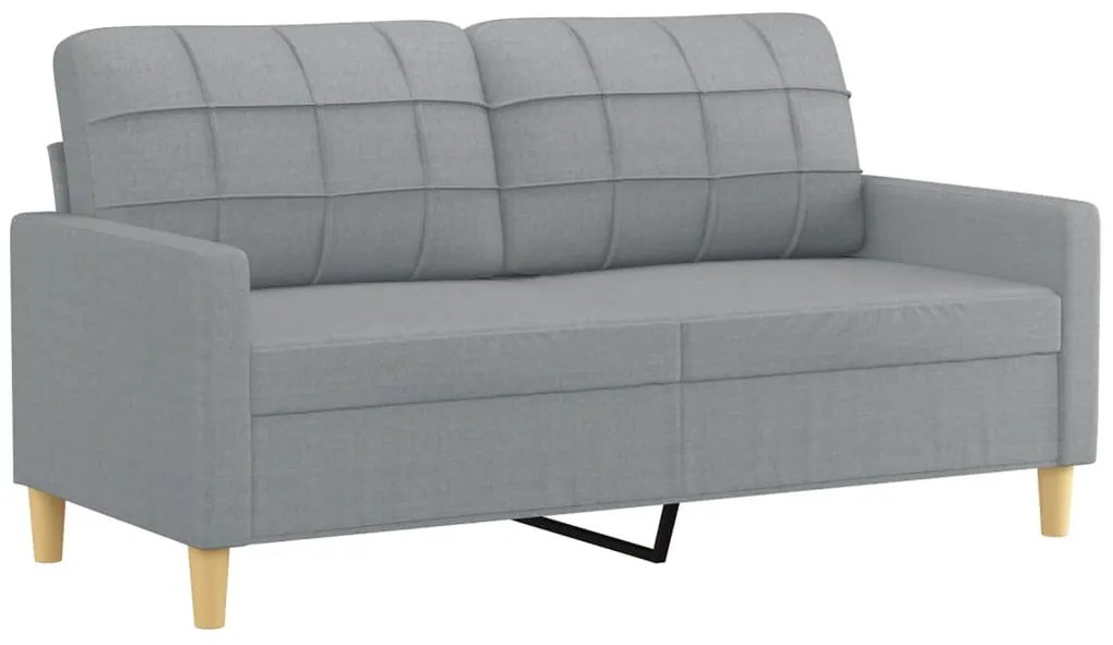 3 pcs conjunto de sofás com almofadas tecido cinzento-claro