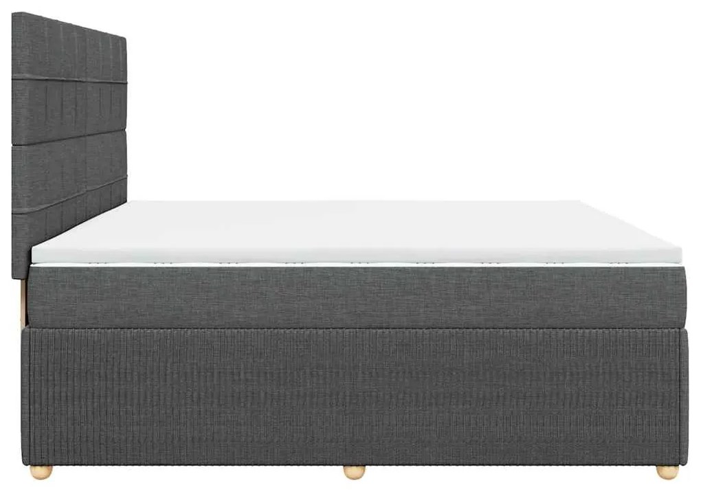 Cama com molas/colchão 200x200 cm tecido cinzento-escuro