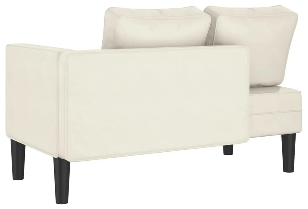 Chaise lounge com almofadões veludo creme