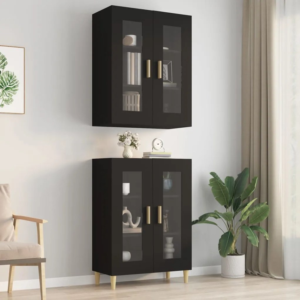 vidaXL Armário de parede suspenso 69,5x34x90 cm preto
