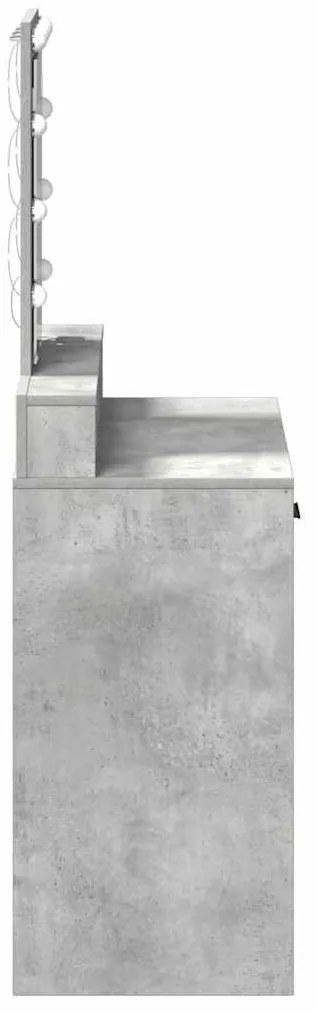 mesa de maquilhagem vidaXL com luzes LED cinza de betão 79x41x140 cm