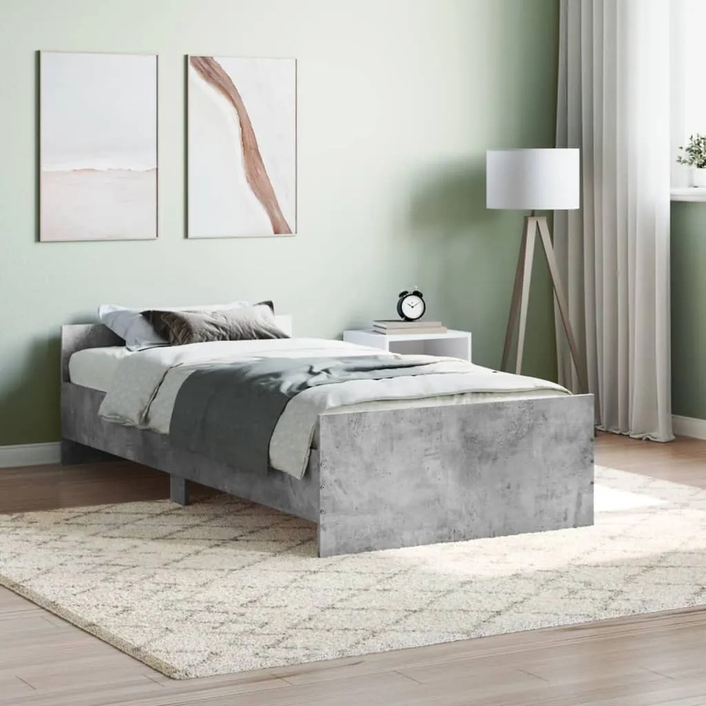 vidaXL Estrutura de cama 100x200 cm derivados de madeira cinza sonoma