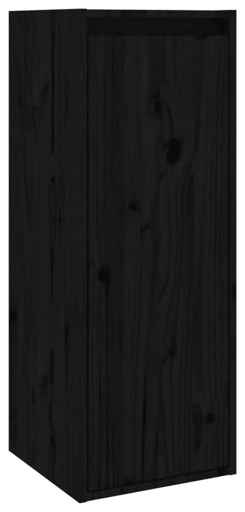 Móveis de TV 6 pcs madeira de pinho maciça preto