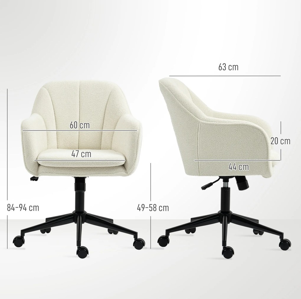 Cadeira de escritório, cadeira ergonómica de escritório com regulação de altura, cadeira giratória, função de balanço, bege