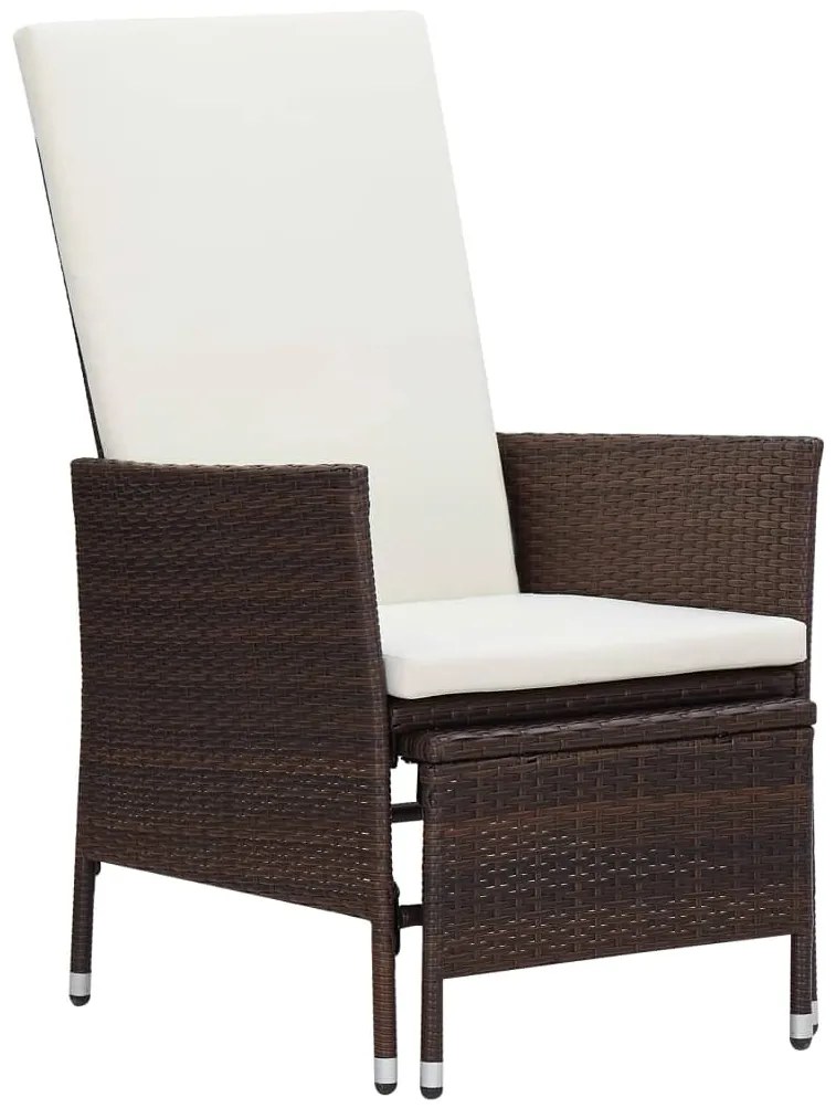 2 pcs conjunto lounge jardim c/ almofadões vime PE castanho