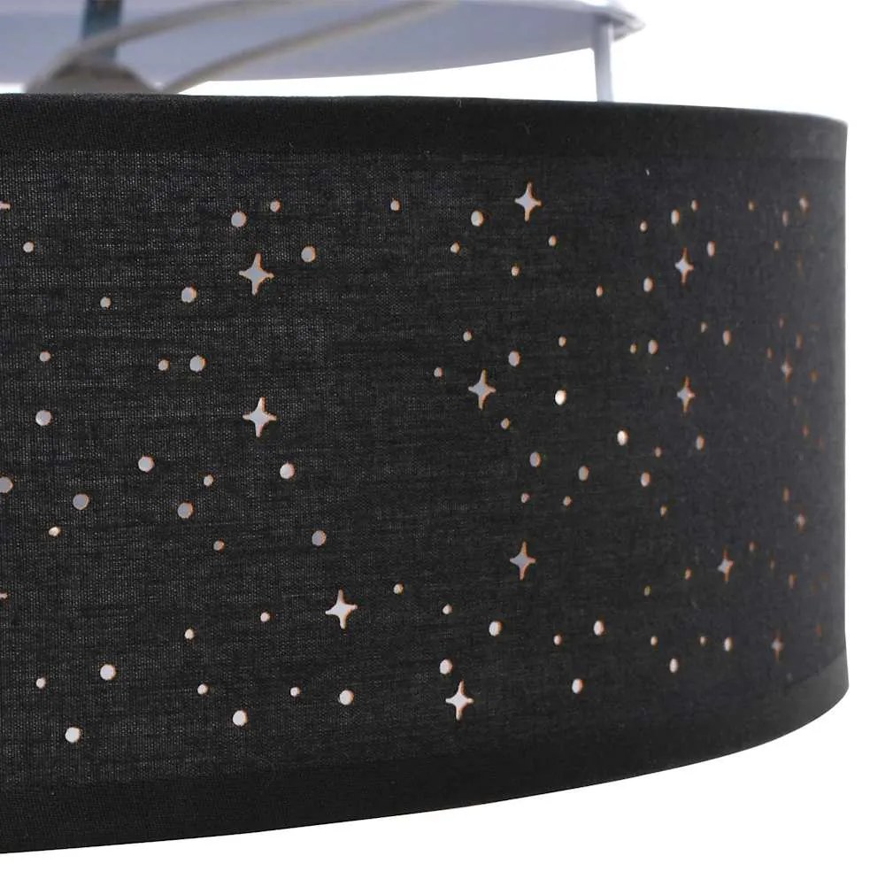 Luzes de Teto com Abajur Estrelado Preto Ø 38 cm Tecido E27