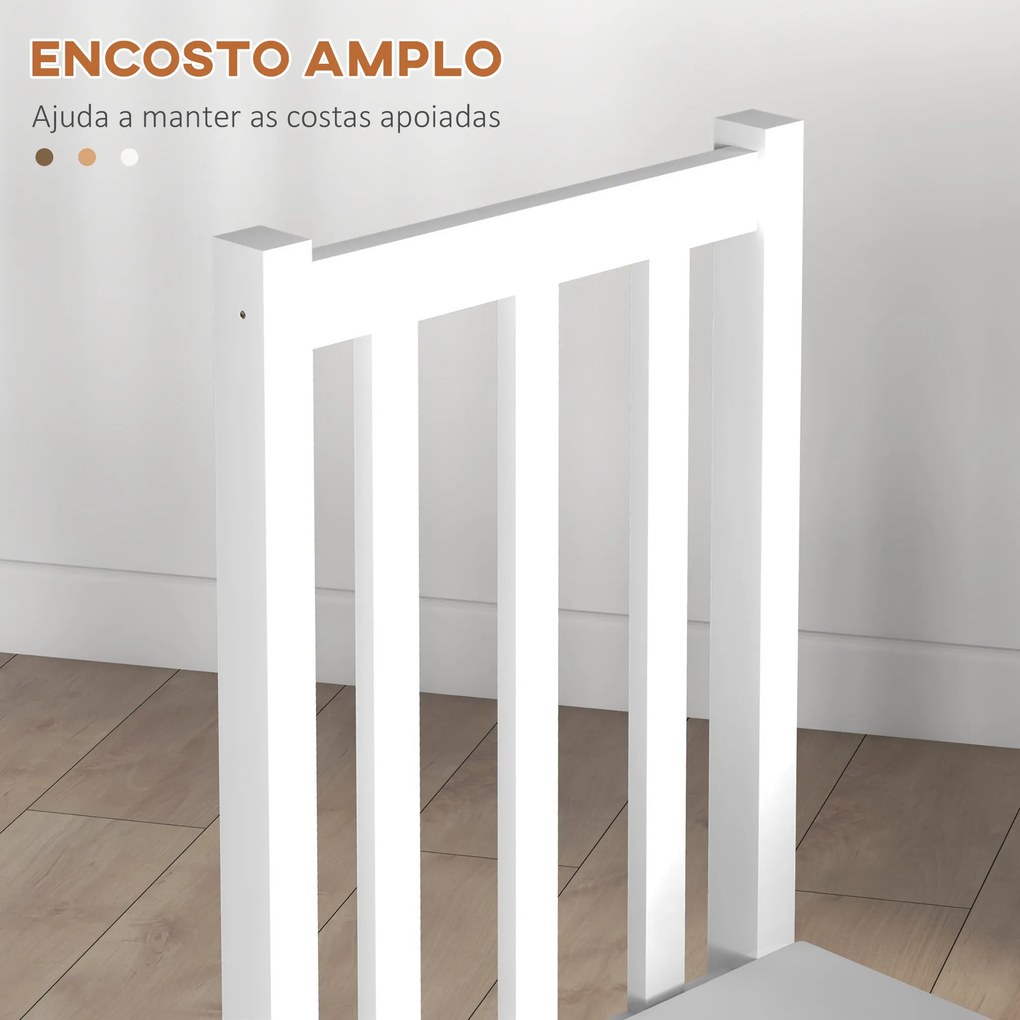 Conjunto de 2 Cadeiras de Sala de Jantar com Encosto de Ripas Estrutura de Madeira de Pinho 38,5x47,5x99 cm Branco