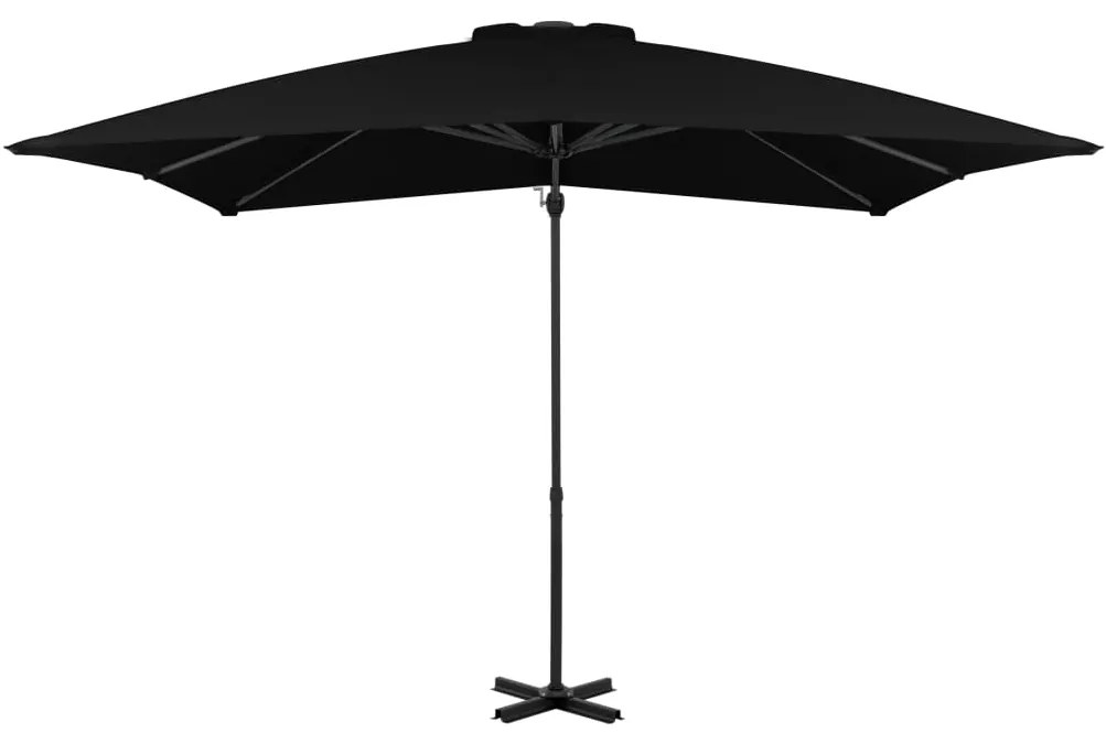 Guarda-sol cantilever com poste de alumínio 250x250 cm preto