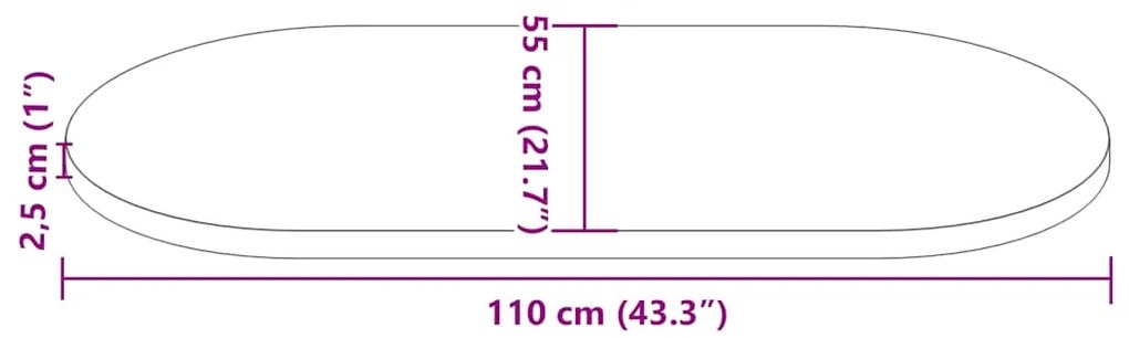 Tampo de mesa oval 110x55x2,5 cm pinho maciço branco