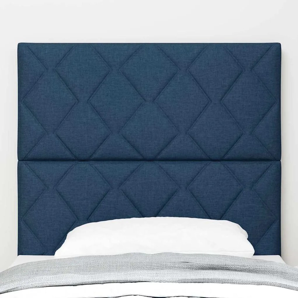 Cabeceira de LED vidaXL Design de Blocos de Diamante Azul 90 cm Tecido
