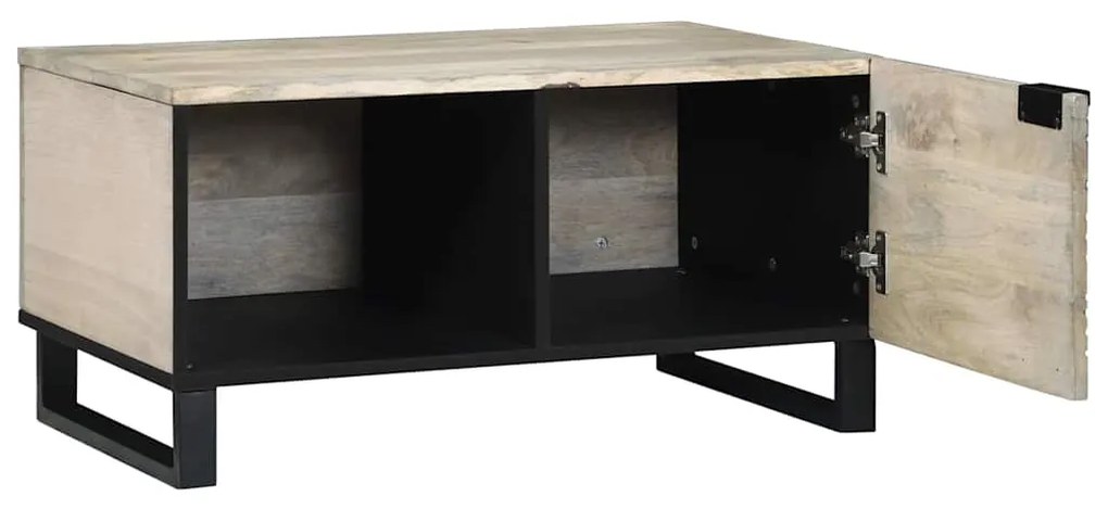 Mesa de centro com prateleira com armazenamento com porta Branco, Pret