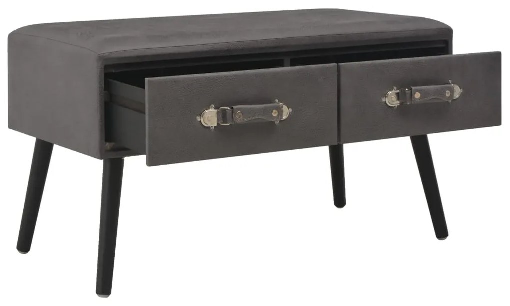 Banco com gavetas 80 cm couro artificial cinzento