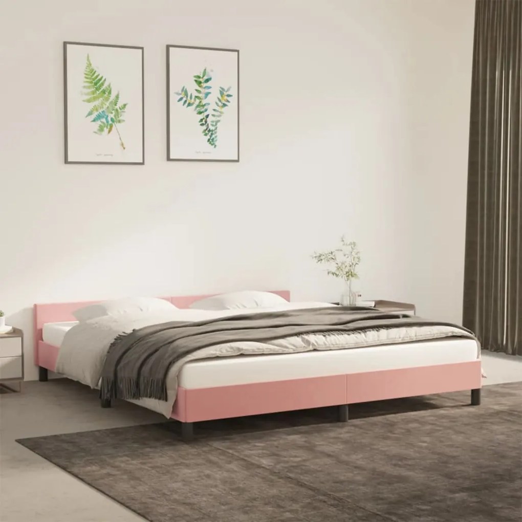 347590 vidaXL Estrutura de cama c/ cabeceira 180x200 cm veludo rosa