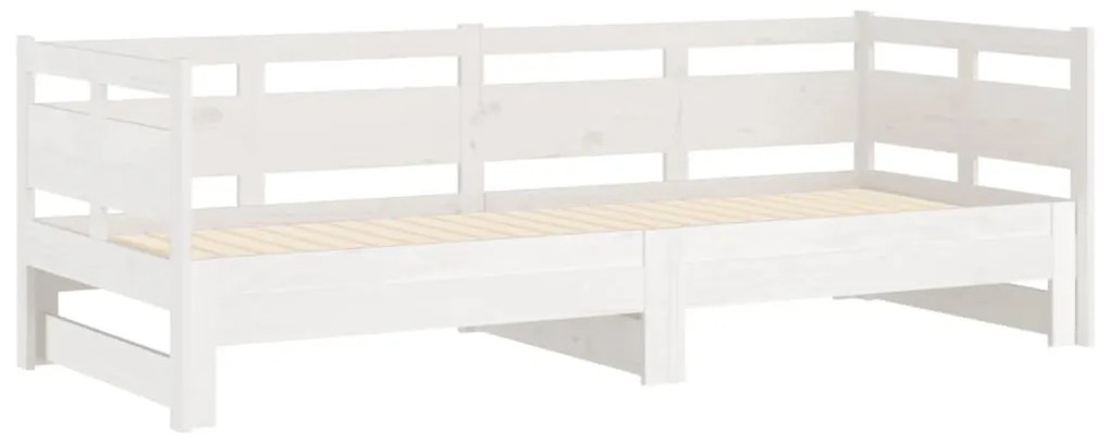 Estrutura sofá-cama de puxar pinho maciço branco 2x(90x190) cm