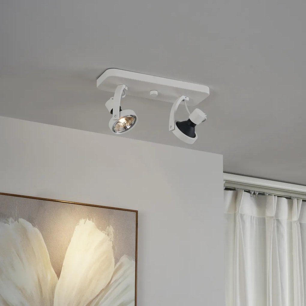 Foco de teto de design branco GU10 70mm 2-luzes ajustável - Vo