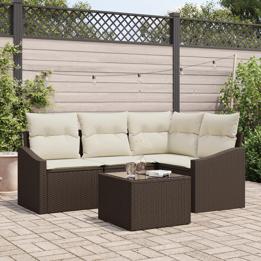 Conjunto de Jantar de Jardim de 4 Peças com Almofadas Cinza em Ratan S