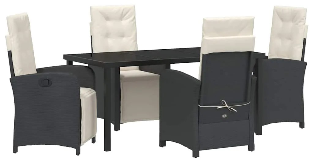 Conjunto de Jantar de Jardim com 5 Peças da e Almofadas de Rattan Pret